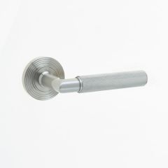 Burlington Piccadilly Knurled Lever on Round Rose - Satin Nickel Reeded Rose