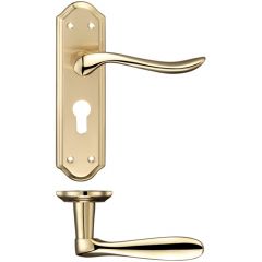 Fulton & Bray - Lincoln Lever on Backplate - Satin Brass/Polished Brass Euro Profile