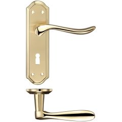 Fulton & Bray - Lincoln Lever on Backplate - Satin Brass/Polished Brass Lock Profile
