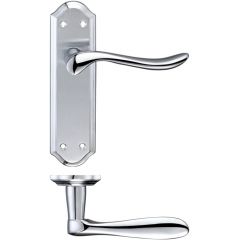 Fulton & Bray - Lincoln Lever on Backplate - Satin Chrome/Polished Chrome Latch