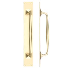 Fulton & Bray  Pull Handle on Backplate - Polished Brass Backplate Length: 425mm
