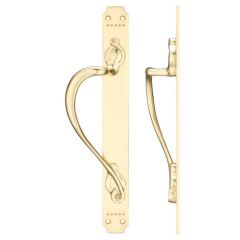 Fulton & Bray  Art Nouveau Pull Handle on Backplate - Polished Brass Left Hand