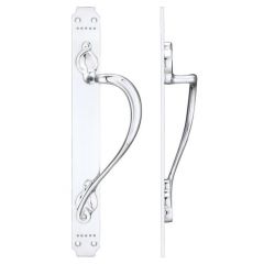 Fulton & Bray  Art Nouveau Pull Handle on Backplate - Polished Chrome Right Hand