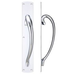 Fulton & Bray  Cast Brass Pull Handle on Backplate - Polished Chrome Right Hand