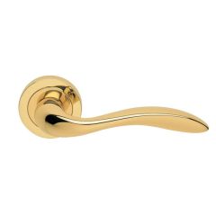 Manital Giava Lever on Round Rose - Polished Brass