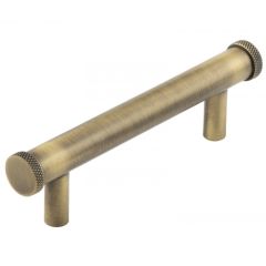 Hoxton Wenlock Knurled End Cap Cabinet Handle on Stepped Backplate - Antique Brass 96mm (140mm Handle Centers)
