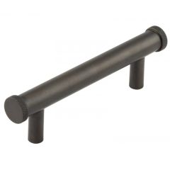 Hoxton Wenlock Knurled End Cap Cabinet Handle on Stepped Backplate - Dark Bronze 96mm (140mm Handle Centers)