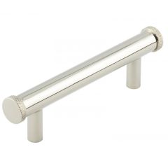 Hoxton Wenlock Knurled End Cap Cabinet Handle on Stepped Backplate - Polished Nickel 96mm (140mm Handle Centers)
