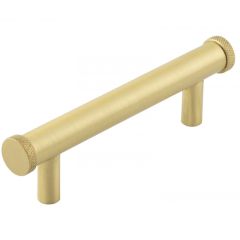 Hoxton Wenlock Knurled End Cap Cabinet Handle on Stepped Backplate - Satin Brass 96mm (140mm Handle Centers)