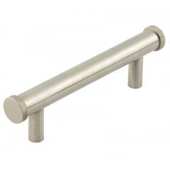 Hoxton Wenlock Knurled End Cap Cabinet Handle on Stepped Backplate - Satin Nickel 96mm (140mm Handle Centers)