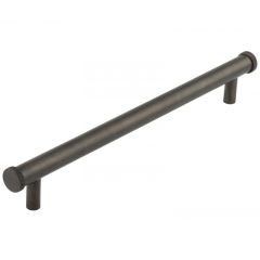 Hoxton Wenlock Knurled End Cap Cabinet Handle on Stepped Backplate - Dark Bronze 263mm (224mm Handle Centers)