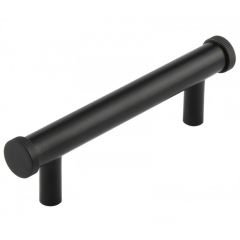 Hoxton Thaxted Line Knurled End Cap Cabinet Handle - Matt Black 96mm (135mm Handle Centers)