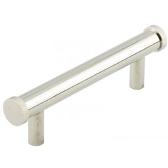 Hoxton Thaxted Line Knurled End Cap Cabinet Handle - Polished Nickel 96mm (135mm Handle Centers)
