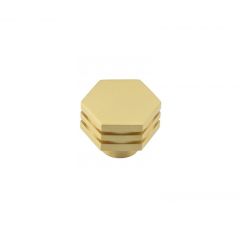 Hoxton Nile Hexagonal Cupboard Knob - Satin Brass 30mm (Knob Diameter)