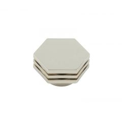 Hoxton Nile Hexagonal Cupboard Knob - Polished Nickel 40mm (Knob Diameter)
