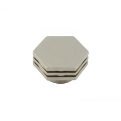 Hoxton Nile Hexagonal Cupboard Knob - Satin Nickel 40mm (Knob Diameter)