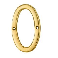 Carlisle Brass 76mm Face Fix Numerals - Polished Brass Number 0