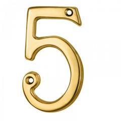 Carlisle Brass 76mm Face Fix Numerals - Polished Brass Number 5