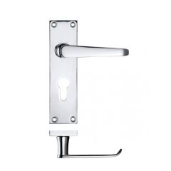 Zoo Project Victorian Lever on Flat Backplate - Polished Chrome Euro Profile