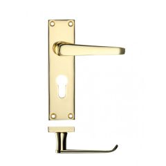 Zoo Project Victorian Lever on Flat Backplate - Polished Brass Euro Profile