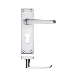 Zoo Project Victorian Lever on Flat Backplate - Satin Chrome Euro Profile