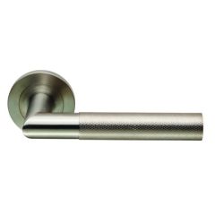 Eurospec Crown Knurled Lever on Round Rose - Satin Stainless Steel
