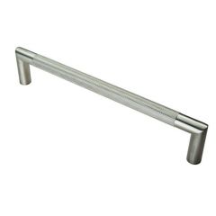 Eurospec Mitred KnurledGrade 304 Stainless Steel D Pull Handle 20mm dia - Satin Stainless Steel 300mm Centres