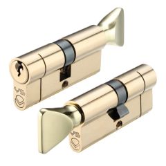 Zoo Offset Euro Profile 5 Pin Cylinder Key & Turn - Polished Brass 40/50 (90mm)