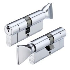 Zoo Euro Profile 5 Pin Cylinder Key & Turn  - Polished Chrome 80mm