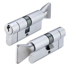 Zoo Euro Profile 5 Pin Cylinder Key & Turn - Satin Chrome 60mm