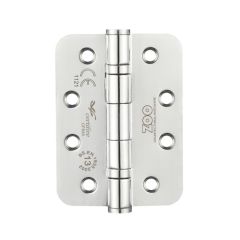 Zoo Grade 13 Stainless Steel Ball Bearing Hinge 102 x 76 x 3mm (Sold in Pairs) - Polished Stainless Steel Radius 