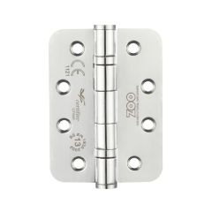 Zoo Grade 13 Ball Bearing Hinge Grade 304 Stainless Steel 102 x 76 x 3mm  (Sold in Pairs) - Polished Stainless Steel Radius 