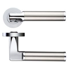 Zoo Milan Lever on Round Rose - Polished Chrome/Satin Stainless Steel