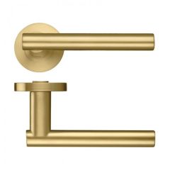 Zoo Lucca Lever on Round Rose - Satin Brass
