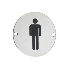 Male Sign 76mm  - Polished Stainless Steel