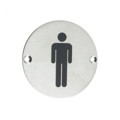 Male Sign 76mm  - Satin Stainless Steel