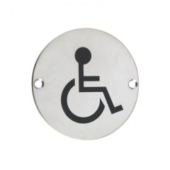 Disabled Sign 76mm  - Polished Stainless Steel