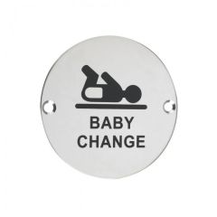 Baby Change Sign 76mm  - Polished Stainless Steel