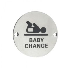 Baby Change Sign 76mm  - Satin Stainless Steel