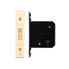 Zoo UK Architectural Stainless Steel 5 Lever Deadlock - PVD Stainless Brass 76mm (57mm Backset)